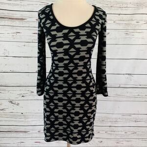 Sweater dress black grey short long sleeve